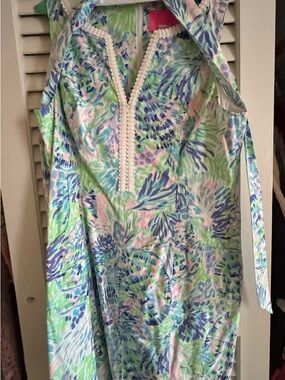 Lilly Pulitzer Pastel Floral Mini Dress in Green, Blue, Pink